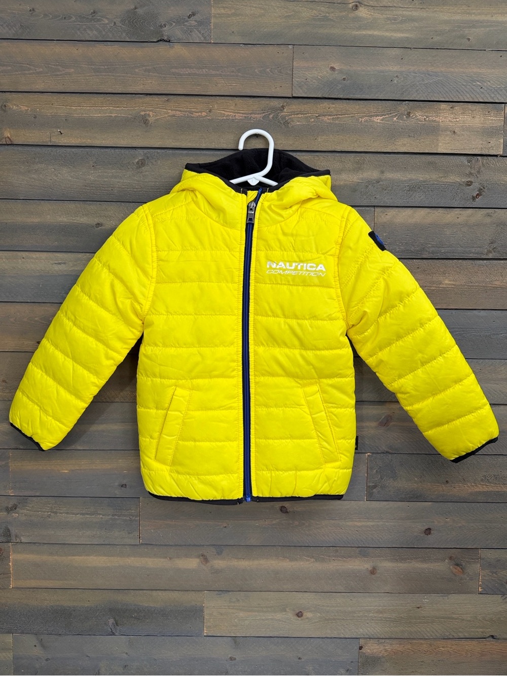 Nautica Competition Kids Blazing Yellow Quilted Puffer Jacket with Hood Sz M/5